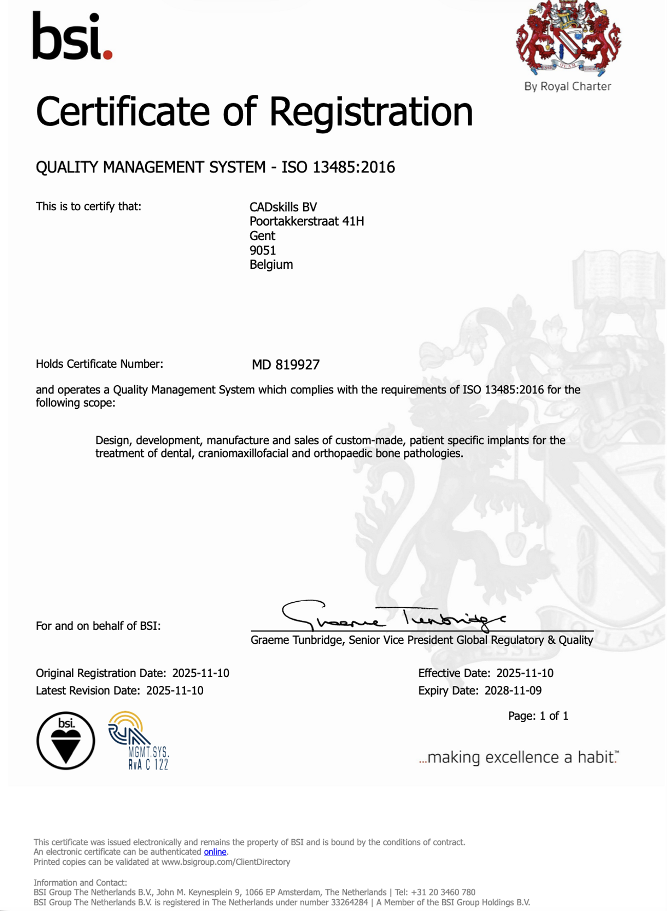 ISO13485:2016 certificate